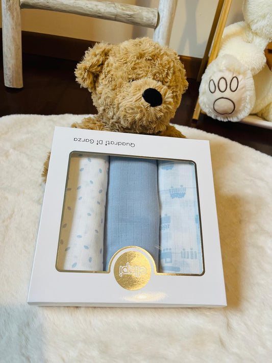 Set 3 quadrati di garza 100% cotone 70x70 cm